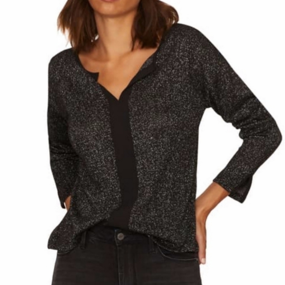 Sanctuary Women's Metalic Thread V Neck Top, Size Small, Color Black